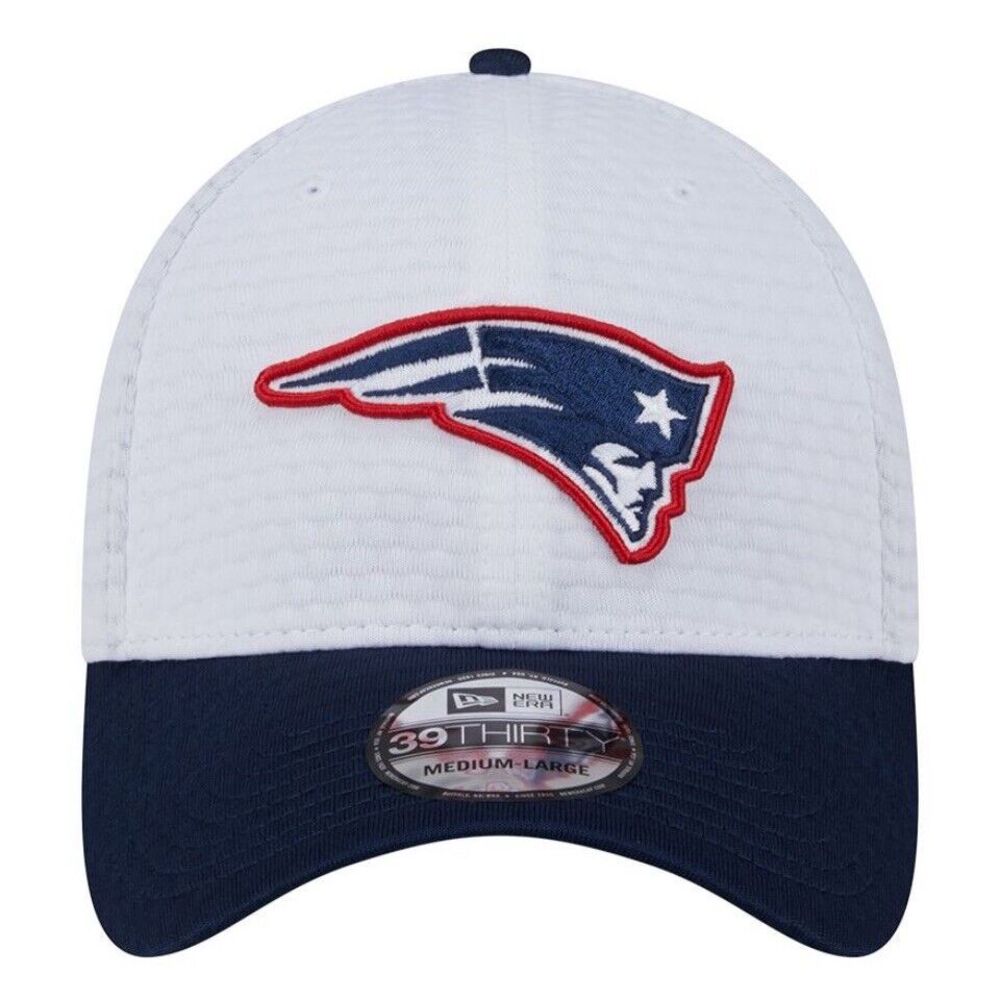 New‎ Era New England Patriots Hat 39Thirty Stretch Fit White Navy Mens Size M/L